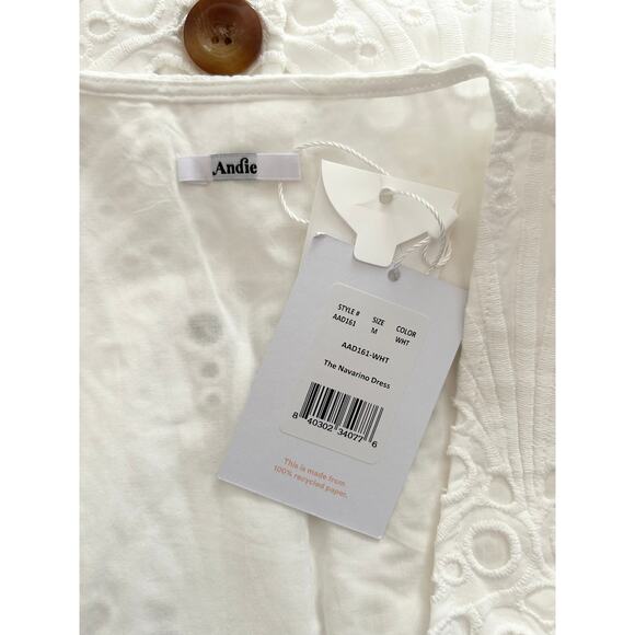 Andie The Navarino Dress in Eyelet White M NWT - Picture 6 of 8